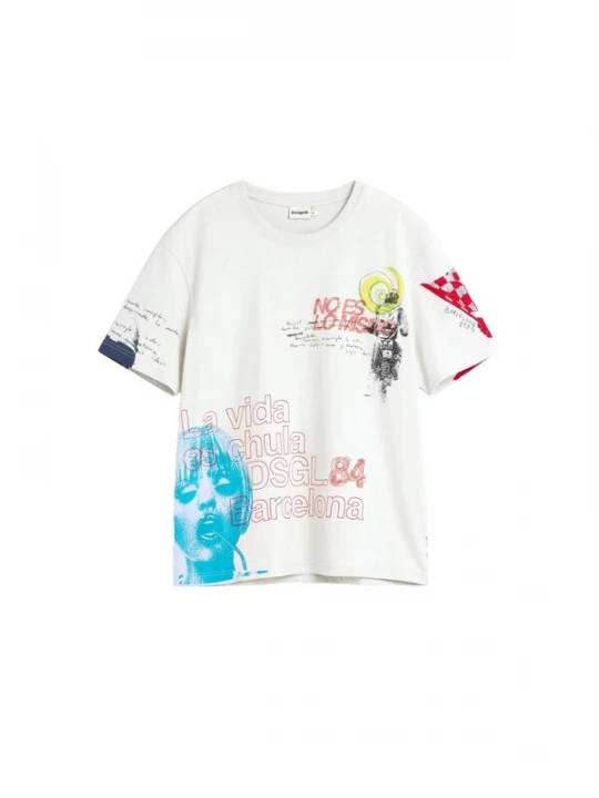 Foto van product Desigual Shirt azuur / donkerrood / zwart / wit