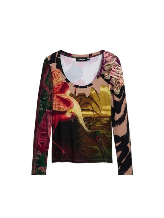 Foto van product Desigual Shirt cappuccino / olijfgroen / rood / zwart