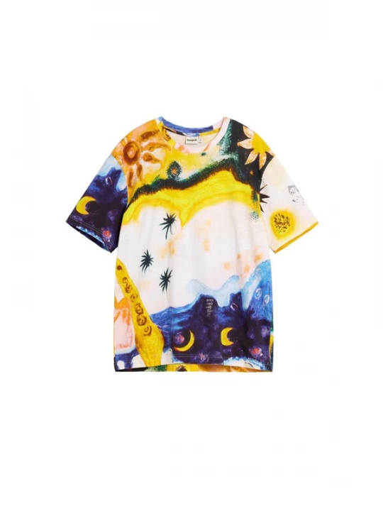 Foto van product Desigual Shirt 'Cosmos' nachtblauw / geel / oranje / wit