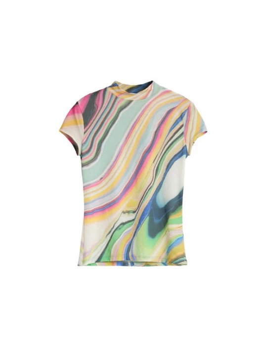 Foto van product Desigual Shirt geel / groen / pink / wit