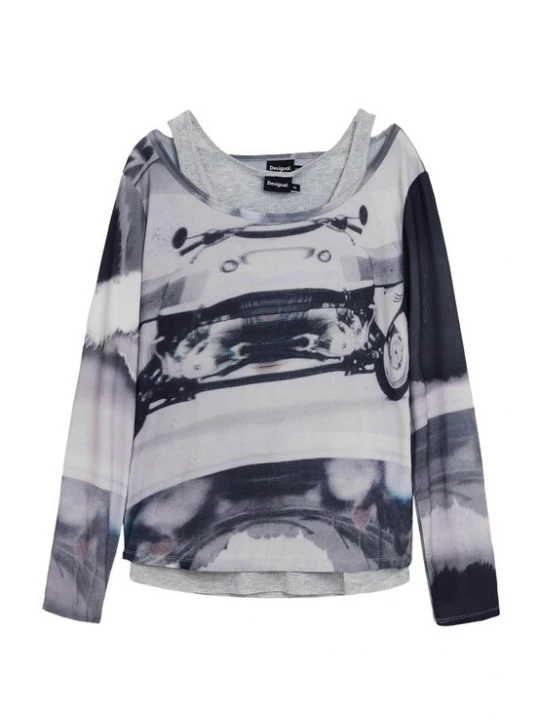 Foto van product Desigual Shirt grijs / taupe / lichtgrijs / zwart