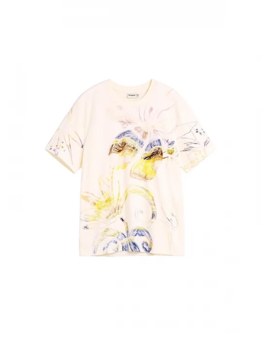 Foto van product Desigual Shirt kobaltblauw / lichtgeel / wit
