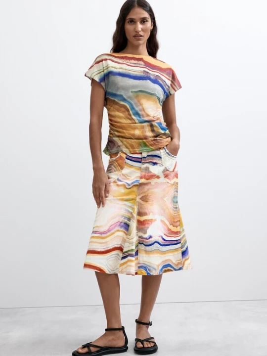 Foto van product Desigual Shirt marine / bruin / geel / lichtgrijs