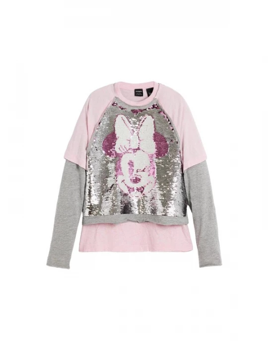 Foto van product Desigual Shirt 'Minnie Mouse' grijs gemêleerd / rosa / zilver / wit