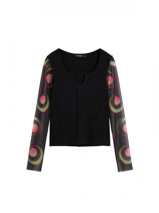 Foto van product Desigual Shirt olijfgroen / lichtrood / zwart