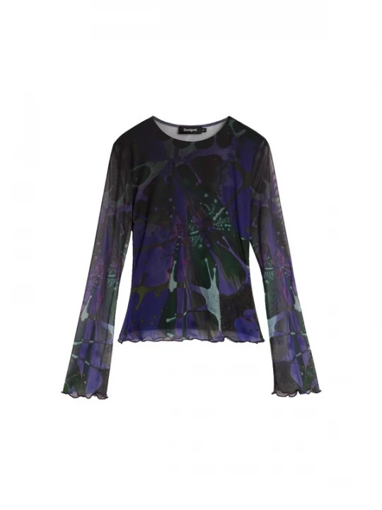 Foto van product Desigual Shirt turquoise / violetblauw / zwart