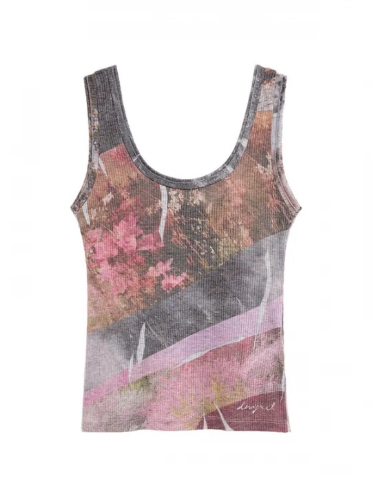 Foto van product Desigual Top camel / grijs / donkerlila / oudroze