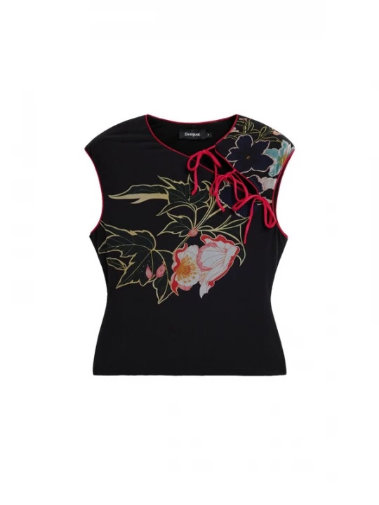 Foto van product Desigual Top pasteelgeel / rood / zwart / wit