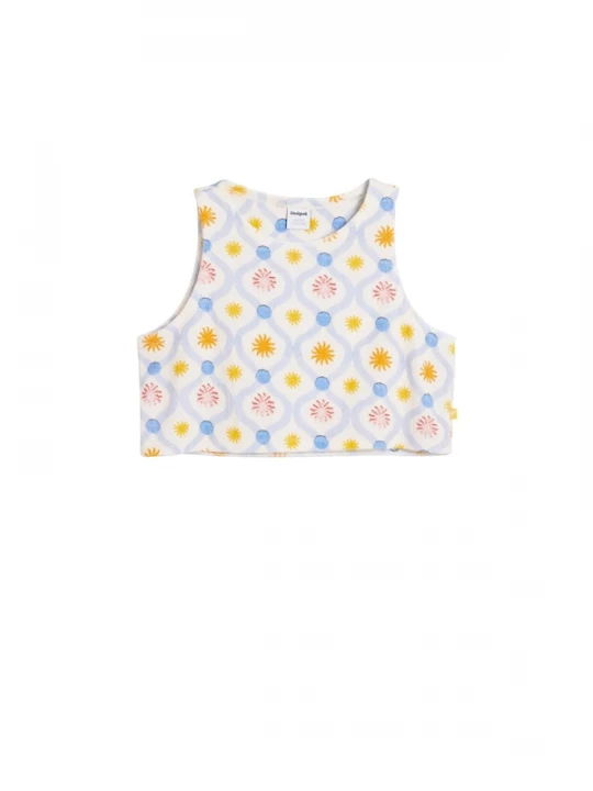 Foto van product Desigual Top 'Soles' lichtblauw / goudgeel / donkerrood / wit