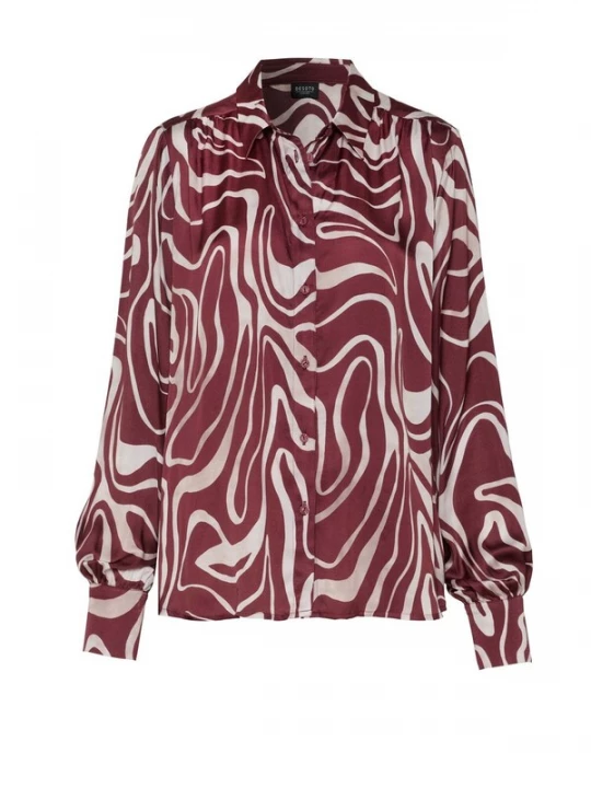Foto van product DESOTO Blouse 'LENA' wijnrood / wit
