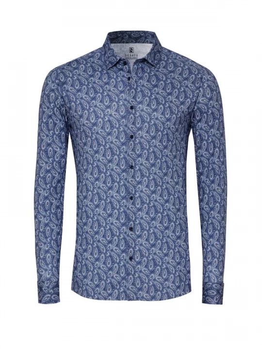 Foto van product DESOTO Overhemd smoky blue / donkerblauw / wit