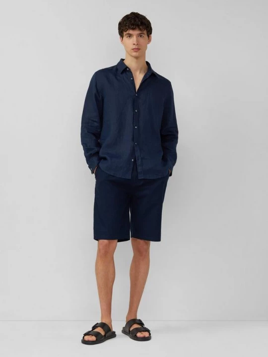 Foto van product Detroit: Relaxed fit bermuda van linnenmix s.Oliver blauw