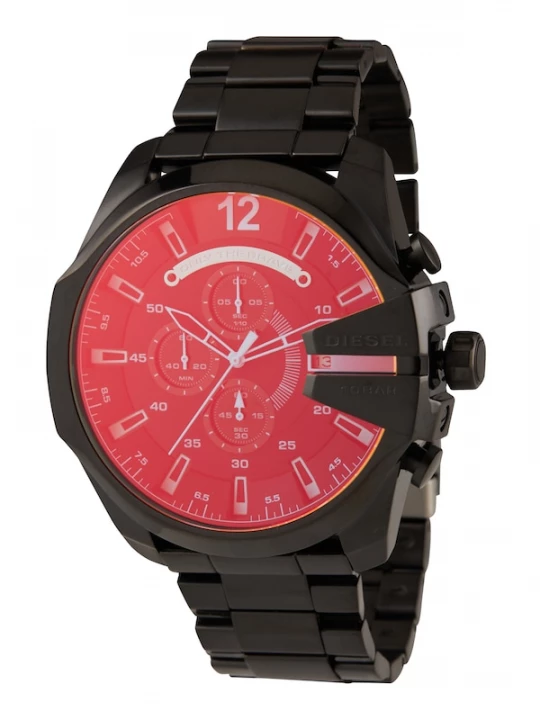 Foto van product DIESEL Analoog horloge 'Mega Chief' lichtrood / zwart