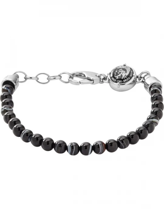 Foto van product DIESEL Armband 'Beaded Studs' zwart / zilver