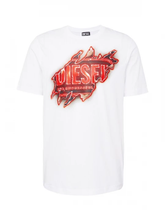 Foto van product DIESEL Shirt rood / oranjerood / wit