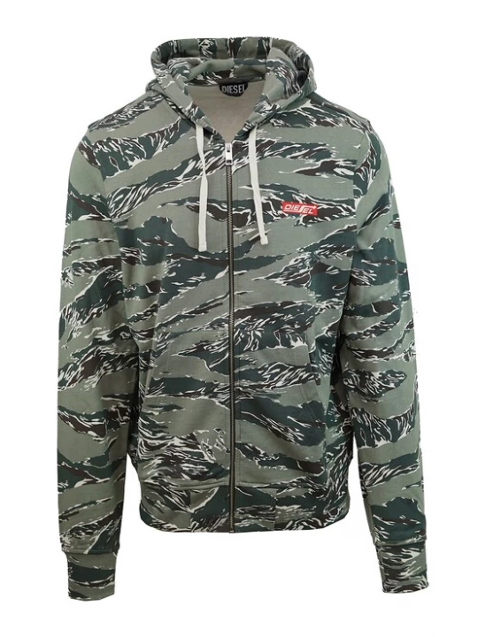 Foto van product DIESEL Sweatvest 'Forêt' donkerbruin / groen / zwart / offwhite