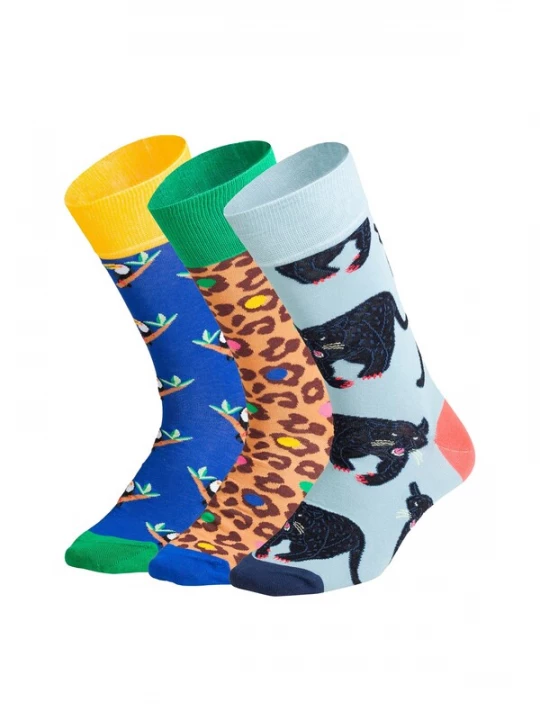 Foto van product DillySocks Sokken 'Exotic Trio' beige / pastelblauw / geel / groen