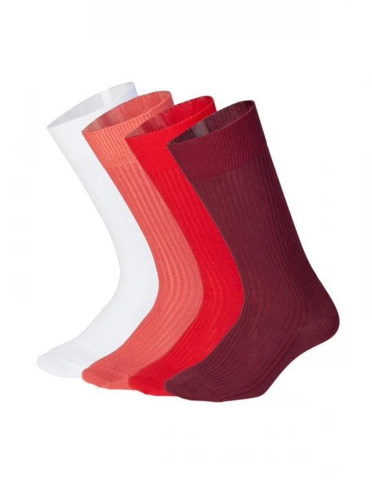 Foto van product DillySocks Sokken 'Ribbed Just Red' gemengde kleuren