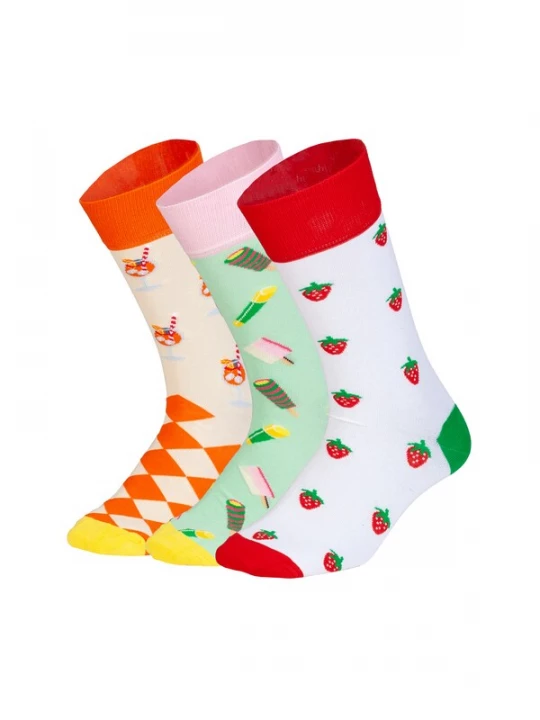 Foto van product DillySocks Sokken 'Summer Snacks' lichtgeel / mintgroen / oranje / wit