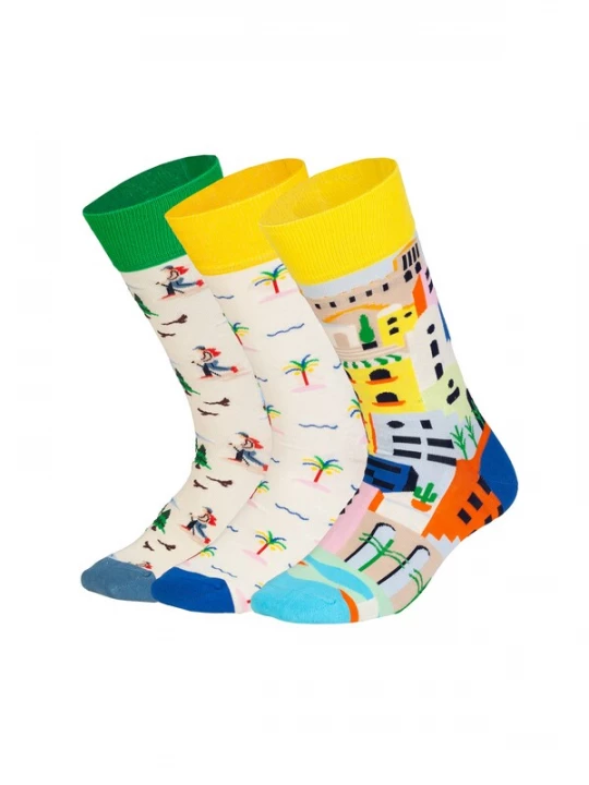 Foto van product DillySocks Sokken 'Vacation Mode On' sand / blauw / donkergeel / grasgroen
