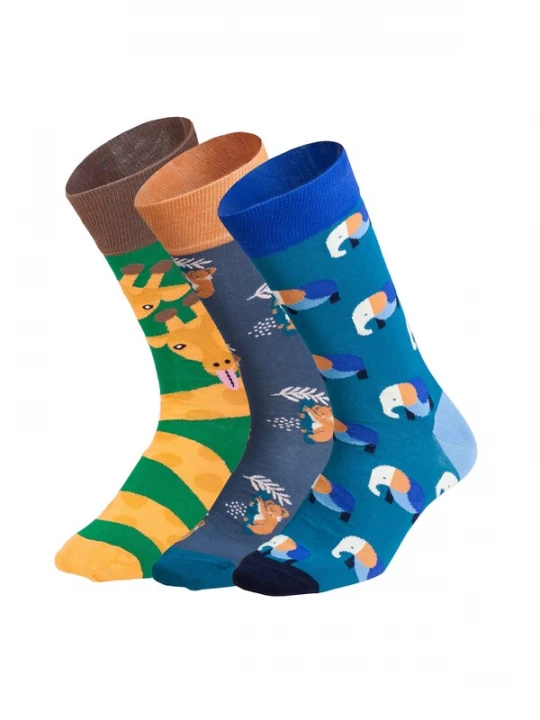 Foto van product DillySocks Sokken 'Wild Steps' blauw / bruin / geel