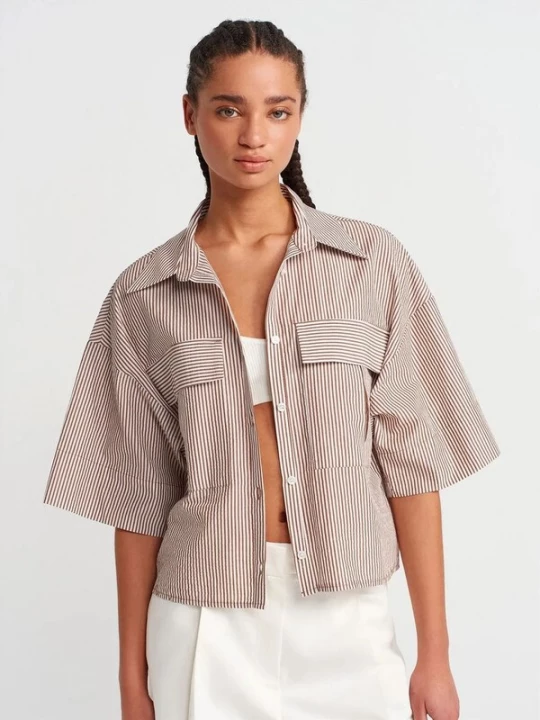 Foto van product Dilvin Shirt beige / wit