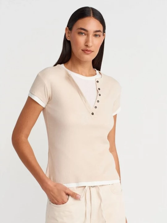 Foto van product Dilvin Shirt beige / wit