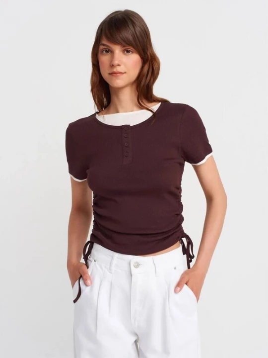 Foto van product Dilvin Shirt bourgogne / wit
