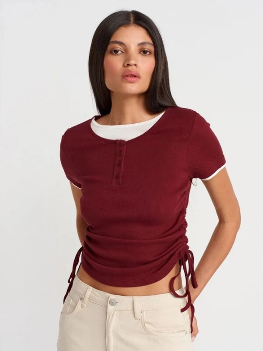 Foto van product Dilvin Shirt bourgogne / wit