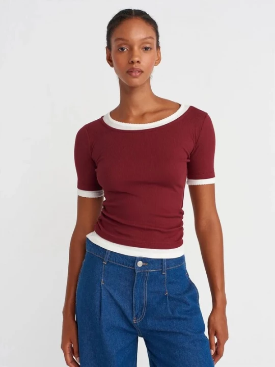 Foto van product Dilvin Shirt bourgogne / wit