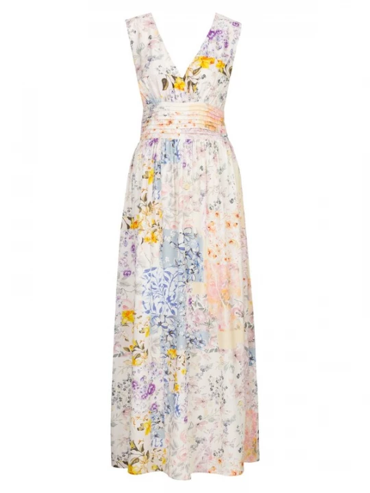 Foto van product Dine'n'Dance Zomerjurk 'Yuy' crème / blauw / abrikoos / rosa