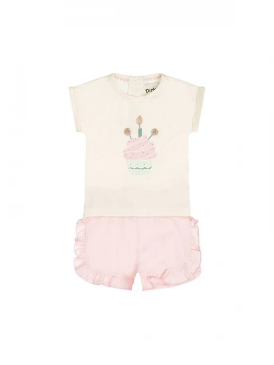 Foto van product Dirkje Set '2 pc set, T-shirt, Jogging shorts' lichtroze