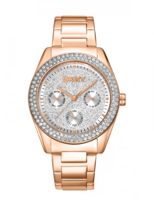 Foto van product DKNY Analoog horloge 'Chambers Multi Glitz' rose-goud