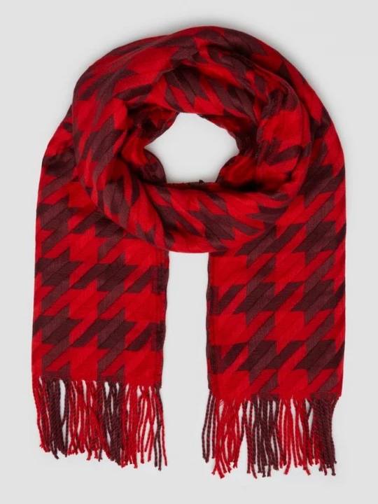 Foto van product Doek met pied-de-poule motief en artwork s.Oliver rood