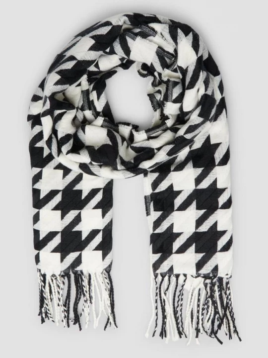 Foto van product Doek met pied-de-poule motief en artwork s.Oliver zwart