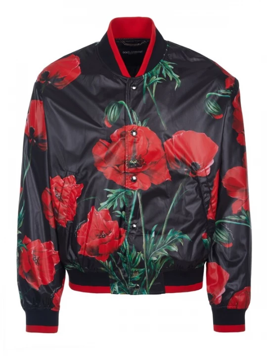 Foto van product DOLCE & GABBANA Tussenjas 'Dolce & Gabbana Papaveri Bomberjacke' zwart