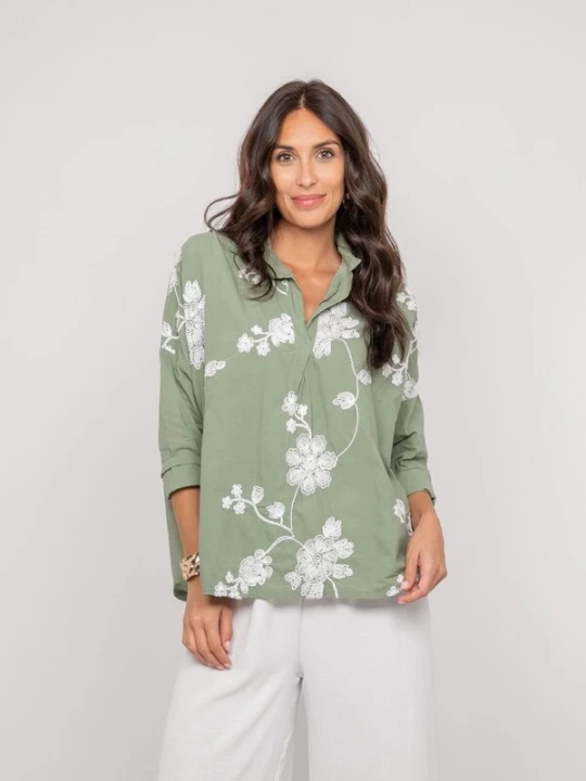 Foto van product Dona Lisa Blouse 'Blouse manches longues broderie OPEYA' spar