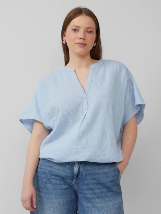 Foto van product Double face blouse met plooitjes QS blauw