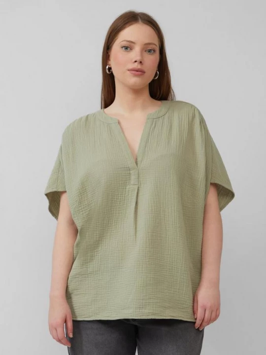 Foto van product Double face blouse met plooitjes QS olijfgroen
