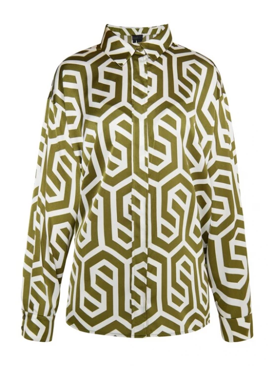Foto van product DreiMaster Klassik Blouse olijfgroen / wit