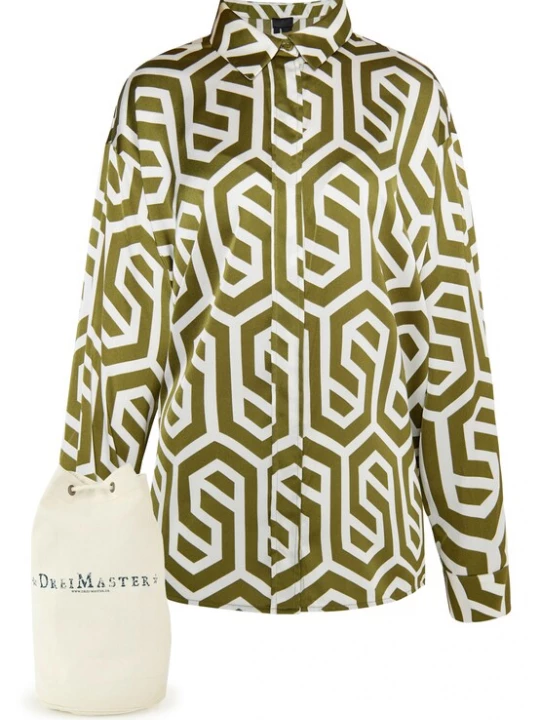 Foto van product DreiMaster Klassik Blouse olijfgroen / wit