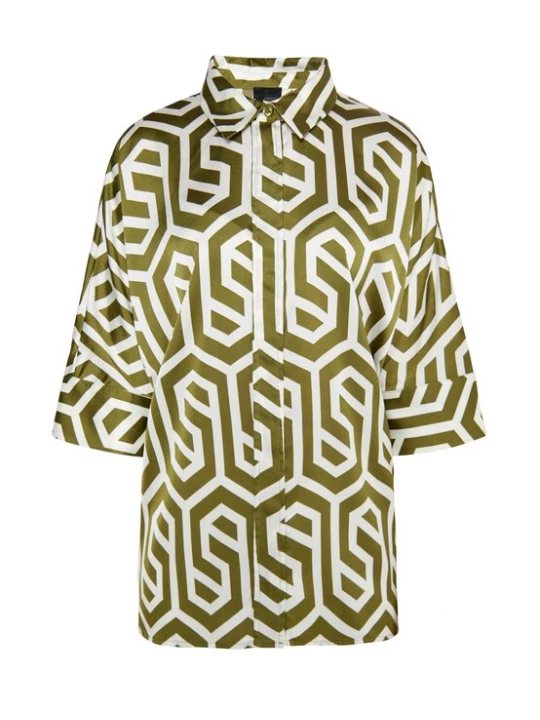 Foto van product DreiMaster Klassik Blouse olijfgroen / wolwit
