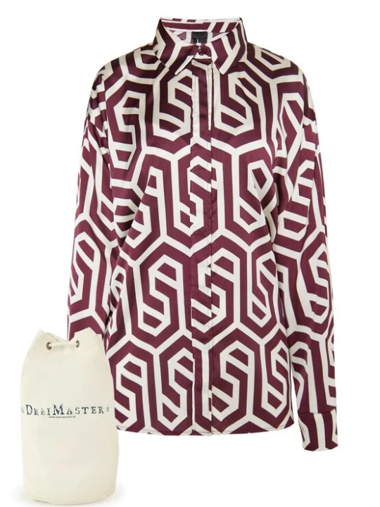 Foto van product DreiMaster Klassik Blouse robijnrood / natuurwit