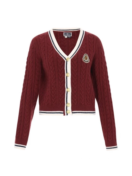 Foto van product DreiMaster Maritim Gebreid vest beige / donkerrood / zwart