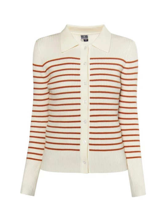 Foto van product DreiMaster Maritim Gebreid vest 'Boundry' roestrood / wolwit