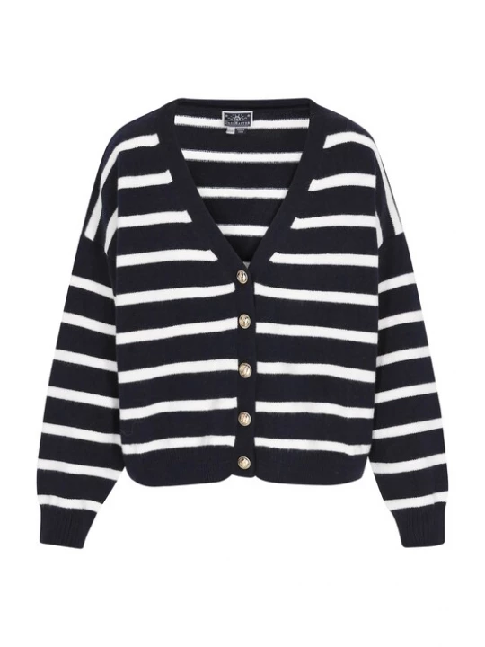 Foto van product DreiMaster Maritim Gebreid vest 'Classic Look' nachtblauw / wit