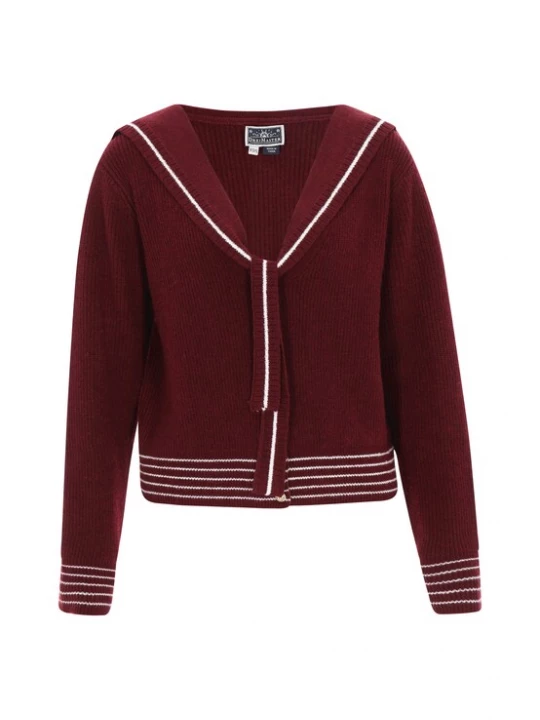 Foto van product DreiMaster Maritim Gebreid vest donkerrood / wit