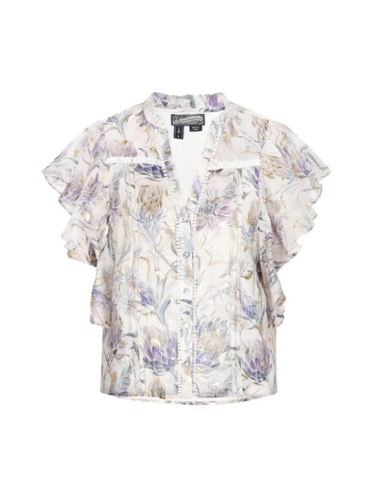 Foto van product DreiMaster Vintage Blouse blauw / goud / donkerlila / wit