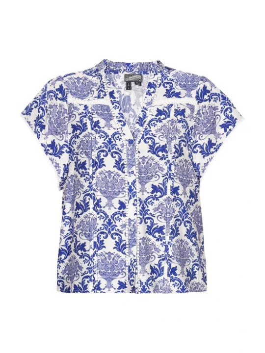 Foto van product DreiMaster Vintage Blouse donkerblauw / wit