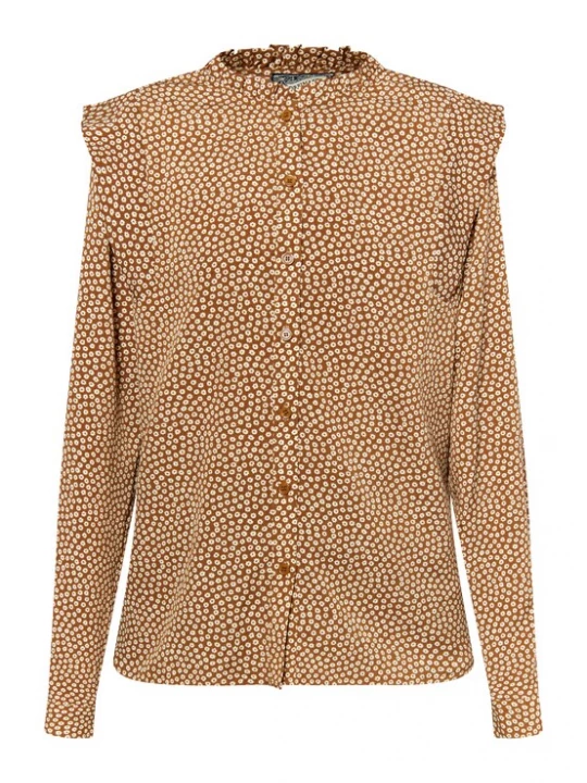 Foto van product DreiMaster Vintage Blouse 'Imane' camel / wit